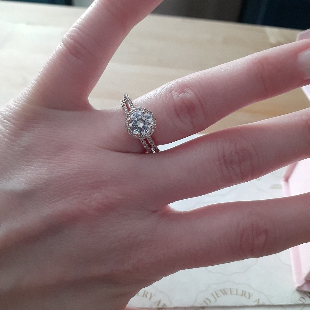 Moissanite and Diamond Wedding Set